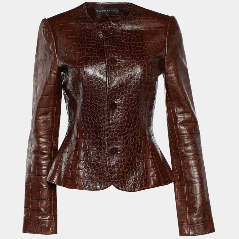 Ralph Lauren Black Label Calf Leather Evening Jacket Button Front NEW Sz. 10